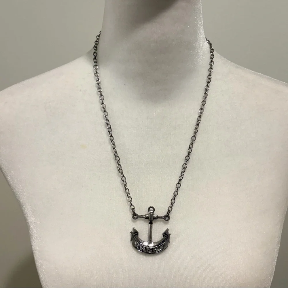 Sourpuss Clothing Silver Anchor Whiskey Necklace